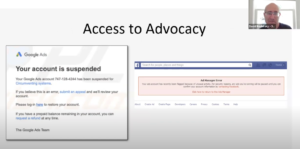 Access to advocacy (e.g., Google, Facebook)