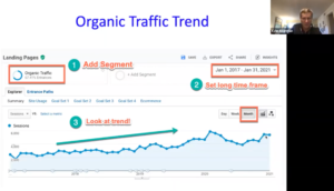 Organic Traffic Trend in Google Analytics
